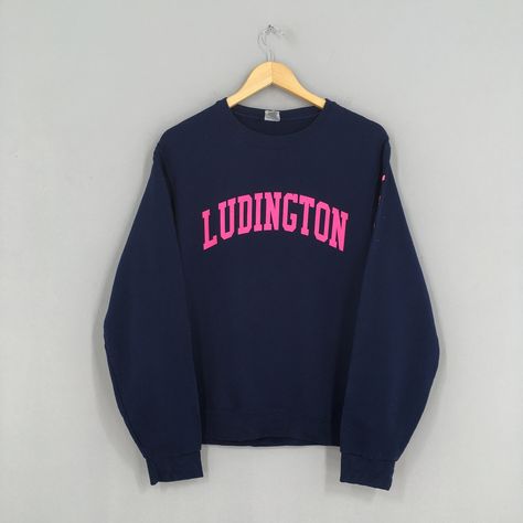 "Vintage 80s Ludington State Jumper Blue Small Ludington University Usa Emery Sweater College Uni Michigan USA Sweatshirts Size S Please contact me for any questions about this clothing before buying. Size on tag : Size S (check measurements below) Measurement : Armpit to armpit : 19\" inches Back collar to hem (total length) : 24\" inches Weight : 0.37 kg Condition : Good Condition. No holes and no stains Delivery / Postage :- DHL EXPRESS / EXPEDITED = 3-5 business day. **WE ARE USING DHL EXPRE Usa Sweatshirt, Breckenridge Colorado, Sherpa Coat, Michigan Usa, Rayon Shirt, Auburn University, University Blue, Blue Sweatshirt, Blue Sweater