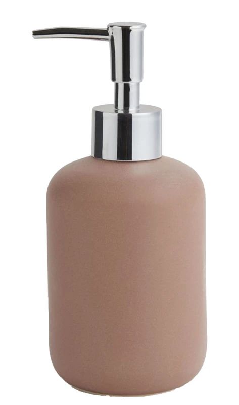 Stoneware Rust soap dispenser, £8.99, H&M Home Burnt Orange Bathroom Accessories, Terracotta Colour Bathroom, Terracotta Bathroom Ideas, Orange Bathroom Accessories, Terracotta Soap Dispenser, Terracotta Bath Towels, Terracotta Bathroom, Gold Painted Walls, Terrazzo Print