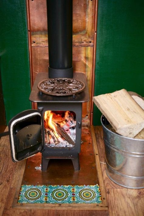 Tiny Wood Stove, Diy Sauna, Small Stove, Campervan Hire, Wood Stove Fireplace, Bus Living, Wood Heater, Log Baskets, Van Life Diy