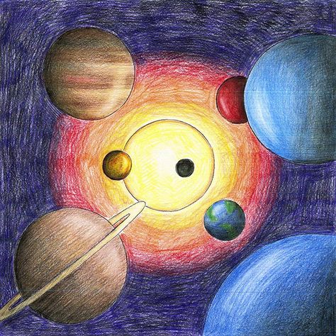 galaxy depth (colored pencil) Galaxy Drawings, Dye Art, Planet Drawing, Jellyfish Drawing, Space Kids, Color Pencil Illustration, Space Drawings, Galaxy Colors, Hair Illustration