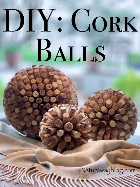 DIY: How To Make Decorative Wine Cork Balls - Nature Way Champagne Corks Ideas, Art With Corks, Uses For Corks, Crafts With Wine Corks Diy, Crafts With Champagne Corks, Things To Do With Wine Corks, Wine Cork Art Diy Wall Decor, Cork Projects Ideas, Champagne Cork Crafts Diy