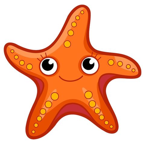 Starfish Character, Baby Shark Characters, Sea Animals Clipart, Anchor Clipart, Starfish Clipart, Starfish Drawing, Sea Cartoon, Cartoon Starfish, Crab Cartoon