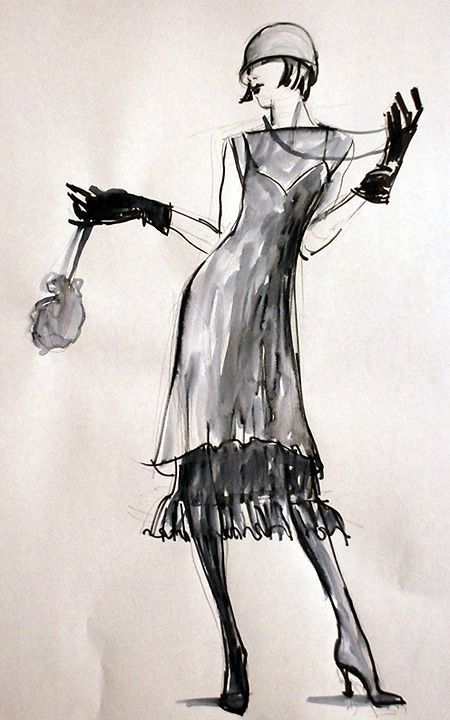 Vintage Fashion Sketches, Fashion Design Inspiration, 1920s Women, 20s Flapper, 1920 Fashion, Fashion Illustration Vintage, White Drawing, Flapper Girl, 20s Fashion