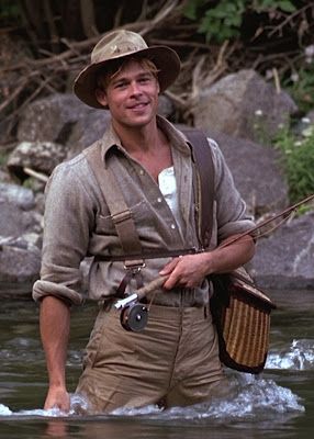 Ahhhh...A River Runs Through It. Of Mice And Men Aesthetic, Farmer Aesthetic Man, Fishing Clothes Men, Fisherman Aesthetic, Fisherman Outfit, Vintage Fly Fishing, A River Runs Through It, Brad Pitt Photos, Fishing Photography