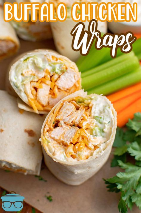 These homemade Buffalo Chicken Wraps are a delicious and easy lunch, snack or fun appetizer. Chicken marinated in buffalo sauce and topped with a creamy dressing and wrapped in a tortilla! Buffalo Chicken Wrap Recipe, Buffalo Turkey, Turkey Wrap, Buffalo Chicken Wraps, Chicken Wrap Recipes, Wrap Recipe, Chicken Wrap, Lost 100 Pounds, Healthy Food Facts