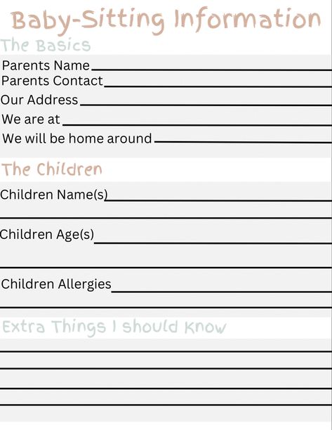 Babysitting Club Names, Babysitter Checklist, Babysitting Tips, Babysitting Kit, Babysitter Notes, Babysitting Ideas, Babysitting Activities, Babysitting Fun, Babysitting Jobs