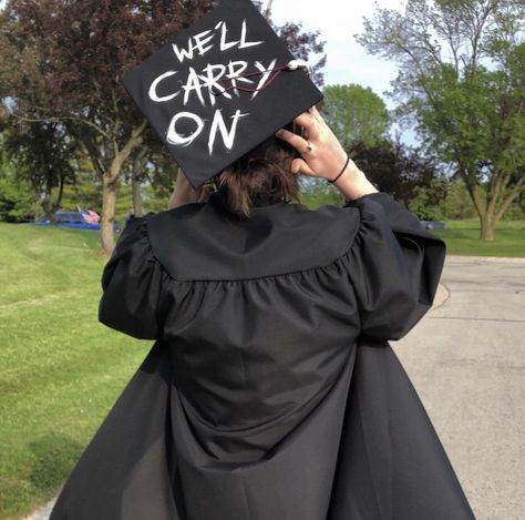 Graduation Cap Decoration Diy, High School Graduation Cap, College Graduation Cap Decoration, Grad Hat, Grad Cap Designs, Mcr Memes, Diy Graduation Cap, I Love Mcr, Graduation Cap Designs