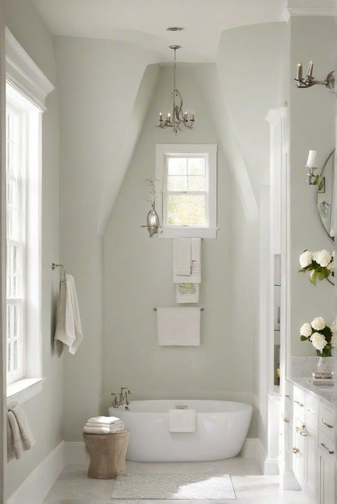 bathroom wall paint,bathroom interior design,interior paint ideas,paint color schemes Benjamin Moore Snowbound, Snowbound Walls, Alder Wood Kitchen Cabinets, Pine Kitchen Cabinets, Osb Wood, Cherry Wood Kitchens, Color Bathroom, Paint Guide, Solid Wood Kitchen Cabinets