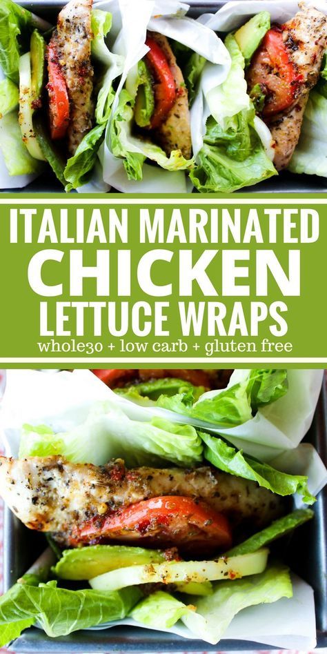 Breadless Sandwich, Italian Marinated Chicken, Lettuce Wraps Recipe, Chicken Lettuce Wraps Recipe, Lettuce Wrap Recipes, Boiled Egg Diet Plan, Resep Diet, Low Carb Diets, Chicken Lettuce Wraps