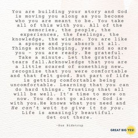 Sue Bidstrup| YES! Coach on Instagram: "Get out there. ✨ I found this in a blog post I wrote years. It still stands. It works for any new beginning. There is always a new beginning around the corner. Whatever you are beginning today, be encouraged. Whether it’s just the new week, the new day, a new job, a new school year. Or maybe you are moving, joining a new group, finally starting a project you’ve dreamed about, or embarking on a healthier lifestyle. Life is a long series of beginnings and Nervous About New Job, Quotes About Starting A New Job, Starting A New Job Quotes Motivation, Starting Over Quotes Life New Beginnings, Starting A New Job Quotes, First Day New Job, Religous Quotes, Starting Over Quotes, New Job Quotes