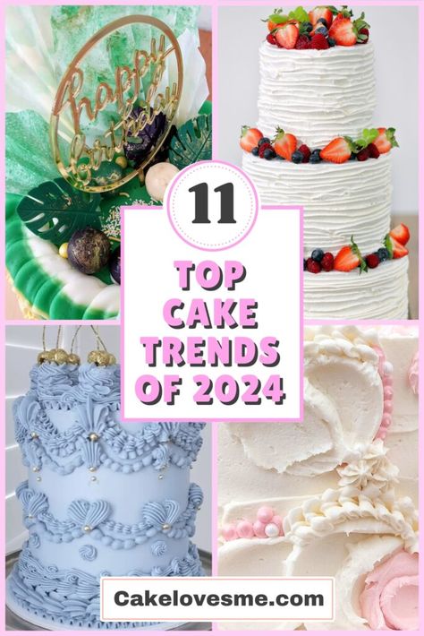 Get ready to elevate your baking game with the top cake trends of 2024. These trends emphasize personalized touches and artistic flair, ensuring each cake is a unique creation. #topcaketrends #cakelovesme #cakeluvsme Cakes For 35th Birthday Woman, Popular Cakes Designs, Current Cake Trends, Cake Designs 2024, Trendy Cakes 2024, Boho Cake Birthday, Birthday Cakes Trending 2024, Unique Cake Decorating Ideas, Birthday Trends 2024