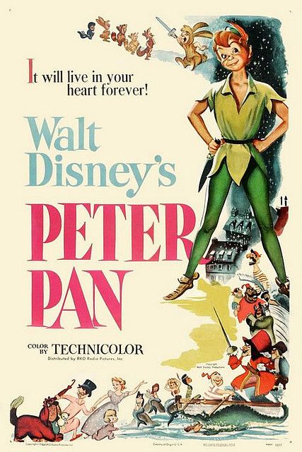 Peter Pan Vintage Disney Posters, Peter Pan 1953, Peter Pan Movie, Peter Pans, Disney Poster, Vintage Films, Animated Movie Posters, Disney Movie Posters, Filmy Vintage