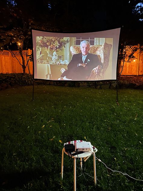 Our Outdoor Movie Setup Projector Movie Night, Movie Night Outdoor, Winter Family Activities, Projector Movie, Outdoor Movies, Cheap Projectors, Outdoor Cinema, Old Apartments, Celebrate Good Times