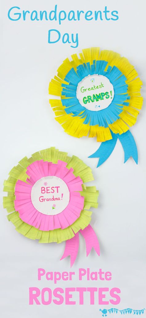 Paper Plate Rosettes are a great Grandparent's Day Craft. Every Granny and Grandad will feel appreciated receiving a personalised award they can wear too! Grandparents Day Preschool, Grandparents Day Activities, Grandparents Day Cards, Pinterest Cute, Grandparents Day Crafts, Happy Grandparents Day, Kids Craft Room, Grandparents Day Gifts, Classroom Projects