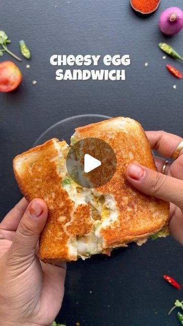 Home^made_food on Instagram: "Follow for quick & easy recipes ☺️ Quick and easy cheesy egg Sandwich 🤤 Do try it and save for later ☺️❤️ . Ingredients for cheesy egg sandwich recipe: Bread slices 2 Butter 1/2 tbsp Egg 2 Onion 1 small size Capsicum 1/2 chopped small size Tomato 1/2 chopped Coriander Green chilli 2 Garam masala 1/3 tbsp Red chilli powder 1/3 tbsp Salt 1/2 tbsp Cheese slice 1 . . . #homemade #healthyfood #explorepage #explore #instagood #instagram #tiktok #eat #e #edits #home #foodporn #followforfollowback #fyp #food #love #youtube #yummy #potato #photography #sandwich #recent4recent #r #reelsinstagram #recipe #reels" Cheesy Sandwich, Egg Sandwich Recipe, Cheese Slice, Recipe Bread, Cheesy Eggs, Quick Easy Recipes, Red Chilli Powder, Egg Sandwich, Recipe Breakfast