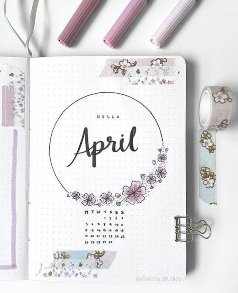 Month Journal Ideas, Month Journal, April Month, April Bullet Journal, Hello April, Bullet Journal Cover Ideas, Bujo Inspiration, Bullet Journal Inspo, Bullet Journaling