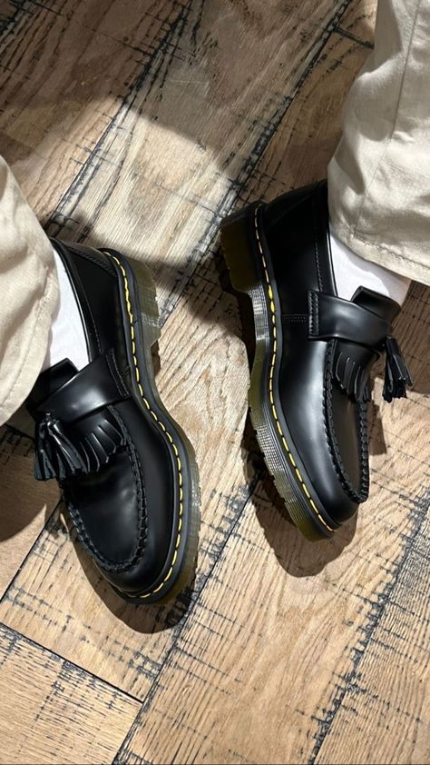 Mens Loafers Aesthetic, Doc Marten Tassel Loafers Outfit Men, Men’s Chunky Loafer, Doc Marten Loafers Men, Doc Martens Mens Loafers, Loafers Fit Men, Aesthetic Sneakers Men, Loafers Men Aesthetic, Prada Loafers Men