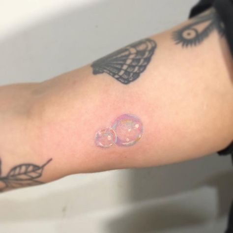 Rainbow Bubble Tattoo, Watercolor Bubbles Tattoo, Realistic Bubble Tattoo, Soap Bubble Tattoo, Ghost Blowing Bubbles Tattoo, Bubble Wand Tattoo, Bubbles Tattoo Ideas, Bubble Tattoo Ideas Simple, Water Bubbles Tattoo