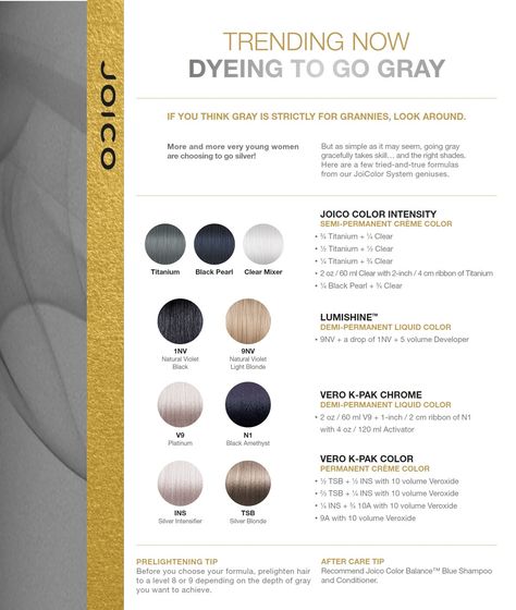 Joico Hair Color Formulas, Gray Toner Formula, Mushroom Blonde Hair Color Formula, Joico Lumishine Toner Formulas, Mushroom Blonde Hair Color, Matrix Blonde Toner Formulas, Matrix Color Sync Toner Formulas, Matrix Rose Gold Formula, Joico Formulas