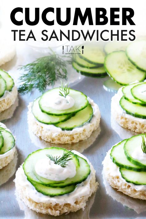 Cucumber Dill Finger Sandwiches, Cucumber Party Sandwiches, Party Sandwiches Recipes, Tea Party Sandwiches Recipes, Yea Party, Cucumber Sandwiches Recipes, Cucumber Tea, Finger Sandwich, Cucumber Sandwich