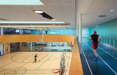 MacLennan Jaunkalns Miller Architects - MacBain Community Centre & Niagara Falls Library Community Sports Center, Rec Center Design, Sport Center Design, Classroom Architecture, Gym Architecture, Fitness Center Design, Sports Facility Architecture, Home Basketball Court, Rec Center