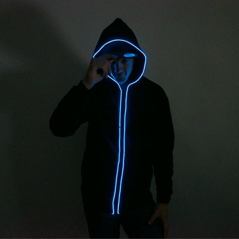 Light Up Hoodie - Blue Led Clothes, Light Up Hoodie, Neon Clothes, Jackson Storm, Rave Mask, Graphic Designer Job, Rave Babe, Rave Gear, Nylon Magazine