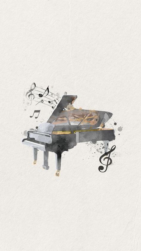 Watercolor grand piano mobile wallpaper. Remixed by rawpixel. | premium image by rawpixel.com / Adjima Piano Pictures Art, Piano Phone Wallpaper, Art Music Wallpaper, Classical Music Aesthetic Wallpaper, Music Related Wallpapers, Piano Wallpaper Iphone, Cute Music Wallpapers, Music Aesthetic Piano, Classical Music Wallpaper