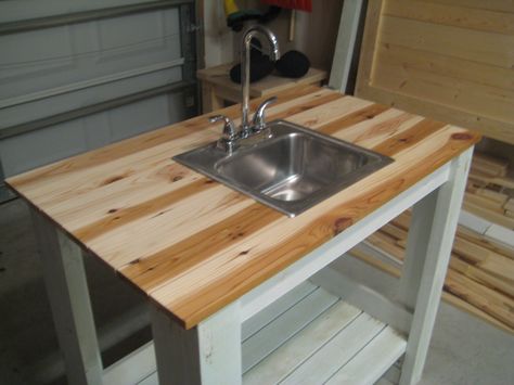 outdoor kitchen with sink | My Simple Outdoor Sink Outdoor Sinks Diy, Diy Outdoor Sink, Kitchen Sink Diy, Outdoor Sink, Outdoor Kitchen Sink, Small Outdoor Kitchens, Kitchen Sink Cabinet, Garden Sink, Wood Sink