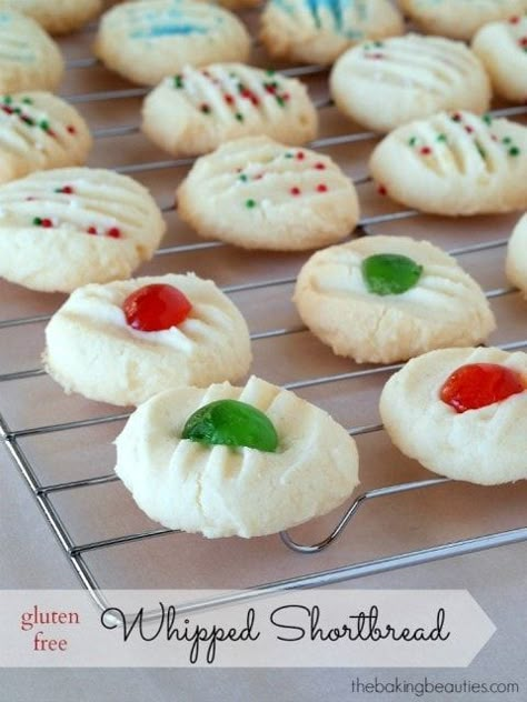 Gluten Free Whipped Shortbread Gluten Free Christmas Baking, Whipped Shortbread, Gluten Free Christmas Cookies, Whipped Shortbread Cookies, Gf Cookies, Gluten Free Holiday, Gluten Free Cookie Recipes, Gluten Free Christmas, Gf Baking