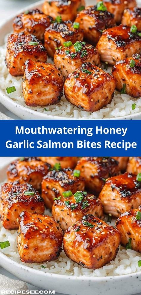 Craving a delicious and quick dinner? These Mouthwatering Honey Garlic Salmon Bites are the perfect solution. Packed with flavor and easy to prepare, they're a family favorite that makes weeknight meals delightful. Honey Garlic Salmon Bites, Garlic Salmon Bites, Salmon Bites Recipe, Salmon Soy Sauce, Salmon Bites, Honey Garlic Salmon, Kielbasa Recipes, Honey Salmon, Garlic Salmon