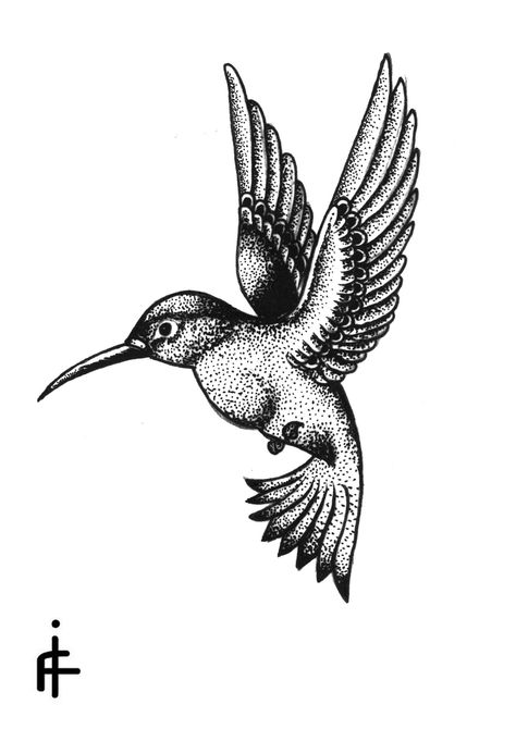 https://flic.kr/p/pyGuci | Hummingbird Traditional Hummingbird Tattoo Black, Scrimshaw Patterns, Pointillism Tattoo, Stippling Drawing, Hummingbird Drawing, Dotted Drawings, Stippling Art, Black And White Art Drawing, Hummingbird Tattoo