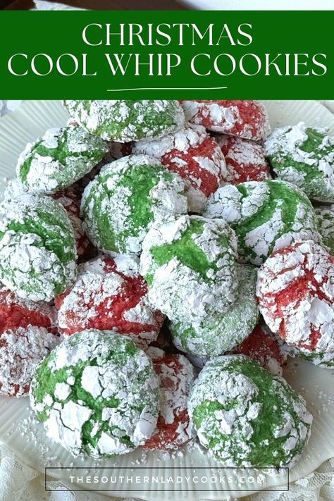 CHRISTMAS COOL WHIP COOKIES Christmas Crinkle Cookies, Whip Cookies, Jello Cookies, Microwave Peanut Brittle, Recipes With Cool Whip, Cool Whip Cookies, Crackle Cookies, Homemade Hot Chocolate Mix, Homemade Food Gifts