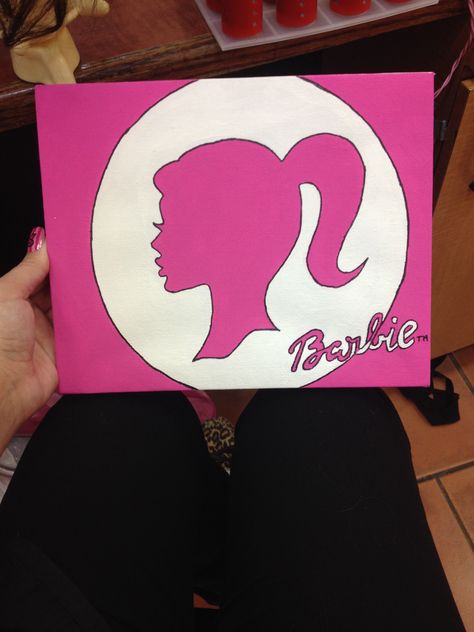 Barbie Painting Easy, Barbie Inspired Painting, Barbie Aesthetic Painting, Barbie Painting Ideas On Canvas, Barbie Acrylic Painting, Barbie Painting Canvas Easy, Barbie Painting Art, Baddie Paintings Canvas Ideas, Girly Canvas Art