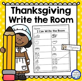 Pocketful of Centers: Thanksgiving Write the Room and a FREEBIE! Thanksgiving Write The Room, Halloween Write The Room, November Classroom, Room Activities, Thanksgiving Lessons, Thanksgiving Kindergarten, Library Center, Thanksgiving Writing, Kindergarten Freebies