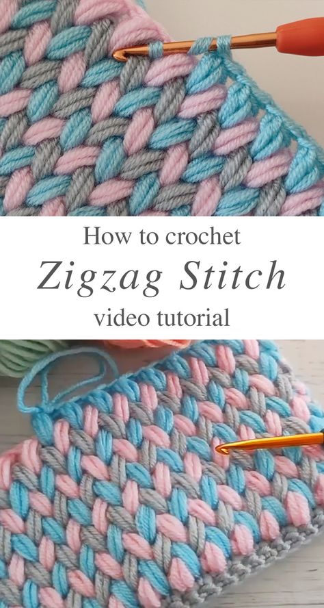 Crochet Zigzag Stitch To Use In Many Works - CrochetBeja Uncinetto Zig Zag, Clothes Tutorial, Crochet Stitches For Blankets, Confection Au Crochet, Crochet Stitches Free, Crochet Blanket Designs, Easy Crochet Stitches, Mode Crochet, Clothes Crochet