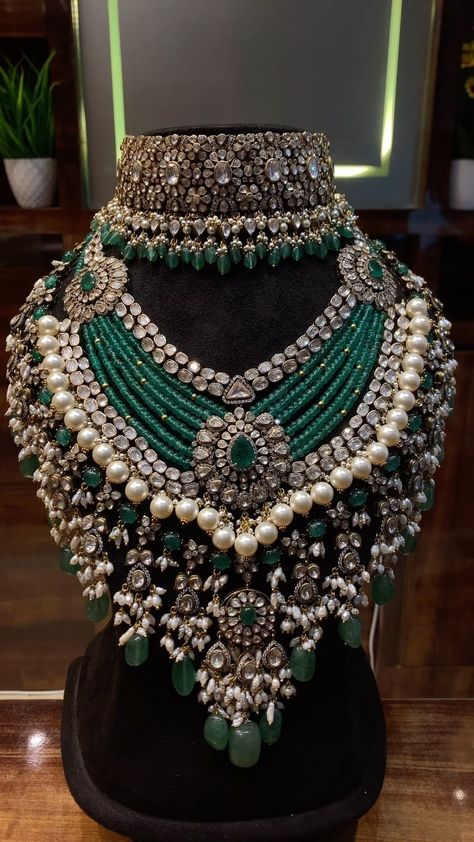 Beaded Pearl Jewellery Set From 'Queens Silver Jewellery' • South India Jewels Bridal Jewellery Indian Royals, Pearl Jewellery Set, Rajasthani Jewellery, Intricate Jewelry, Silver Bridal Jewellery, Royal Jewellery, Bridal Jewellery Inspiration, Bridal Jewelry Sets Brides, Wedding Jewelry Sets Bridal Jewellery