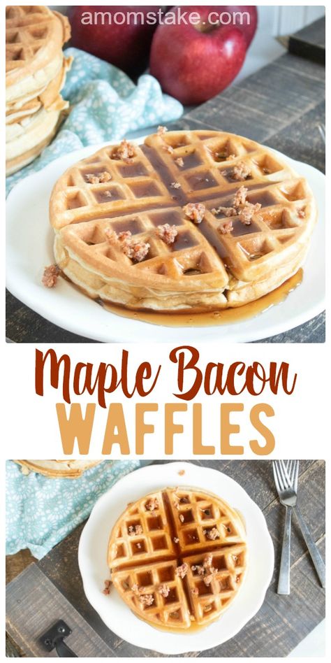 Waffles And Bacon, Maple Waffles, Bacon Waffles, Homemade Pancake Mix, Homemade Bacon, Waffle Maker Recipes, Homemade Snickers, Breakfast Waffles, Homemade Applesauce