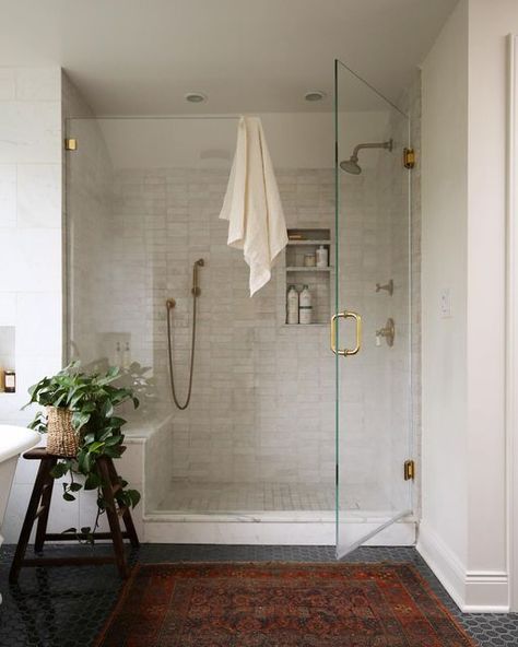 Organic Bathroom, Tub To Shower Conversion, Shower Conversion, Downstairs Bathroom, Modern Shower, Bathroom Update, Bathroom Layout, Glass Shower Doors, Bathroom Renos