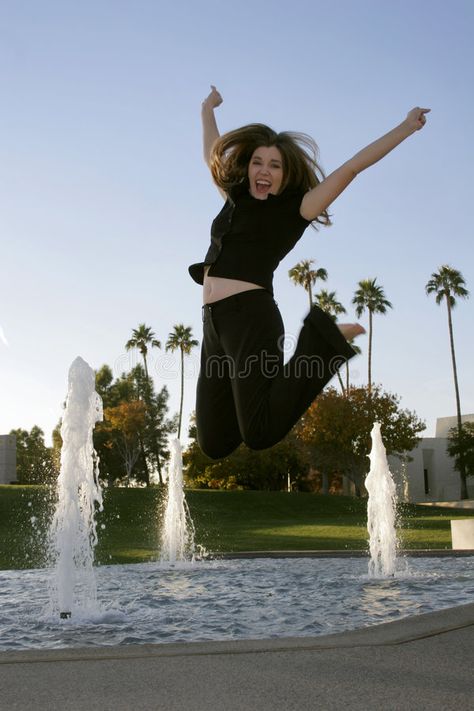 Hooray!. Woman jumping for joy near a fountain , #AFFILIATE, #Woman, #Hooray, #jumping, #fountain, #joy #ad Jumping Pictures, Woman Jumping, Jumping For Joy, Christmas Illustration, Art Reference Poses, Pose Reference, Stock Images Free, Art Reference, Stock Images