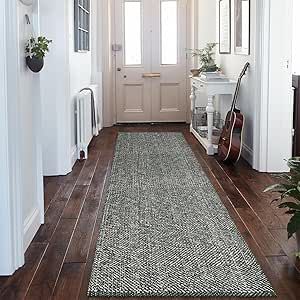 LEEVAN Hallway Runner Rug 10 ft, Cotton Woven Washable Runner Rug, Grey Braided Low Pile Kitchen Runner Rug, Modern Bathroom Rugs Long Front Door Floor Carpet for Classroom/Bedroom/Doorway Hallway Rugs Ideas Entryway, Entrance Rug Ideas, Entry Way Rug Ideas, Hallway Rugs Ideas, Modern Bathroom Rug, Runner Rug Bedroom, Boho Runner Rug, Washable Runner Rug, Rug Cotton