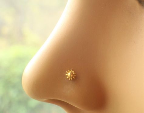 Sun Nose Stud, Cute Nose Studs, Flower Nose Stud, Tiny Nose Studs, Nose Rings Studs, Nose Piercing Stud, Ear Piercings Helix, Gold Nose Stud, Nose Earrings