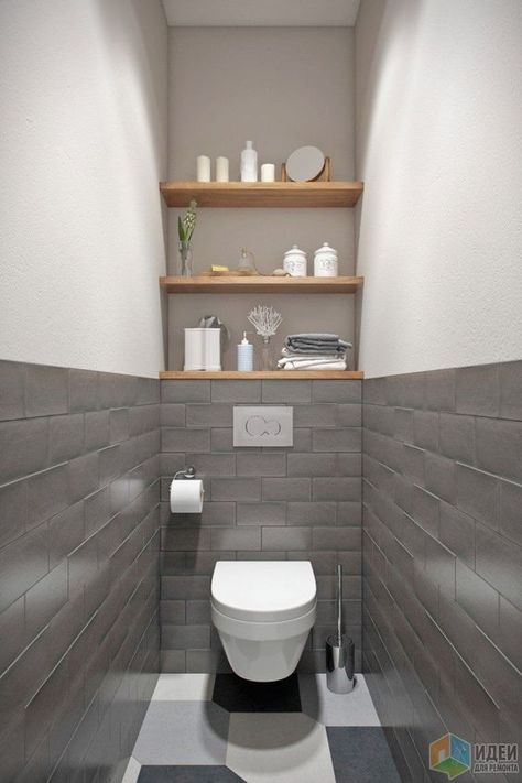 Déco de toilettes : nos idées originales d'aménagement et de décoration moderne et design pour les toilettes. #toilettes #deco #toilette #amenagement #moderne #design Small Toilet Design, Small Downstairs Toilet, Toilet Room Decor, White Toilet, Small Toilet Room, Bilik Air, Toilet Room, Bad Inspiration, Small Bathroom Makeover