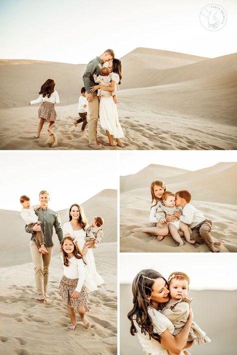 Sweet Family Photos, Big Family Photo Shoot Ideas, Sand Dunes Photoshoot, Summer Family Pictures, Desert Photoshoot, Beach Photography Family, Summer Family Photos, Family Picture Poses, Family Beach Pictures