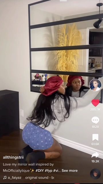 Black Tiktok Home on Instagram: "Nice because the big mirrors be *pricey pricey* - bia’s voice. Content Creator: Allthingstrii (TikTok) content creators 📢: DM us for promo 🥹😉 . #home #homegoods #blackpeople #blackhousehold #householdprodcuts #productreview #cleaning #asmr #home #amazonhome #amazonfinds #kitchen #amazonreviews" Content Creator Wall Decor, Content Creator Room Ideas, Tiktok Mirror, Big Mirror In Bedroom, Hall Deco, Big Mirrors, Apartment Gym, Black Tiktok, Tampa Homes