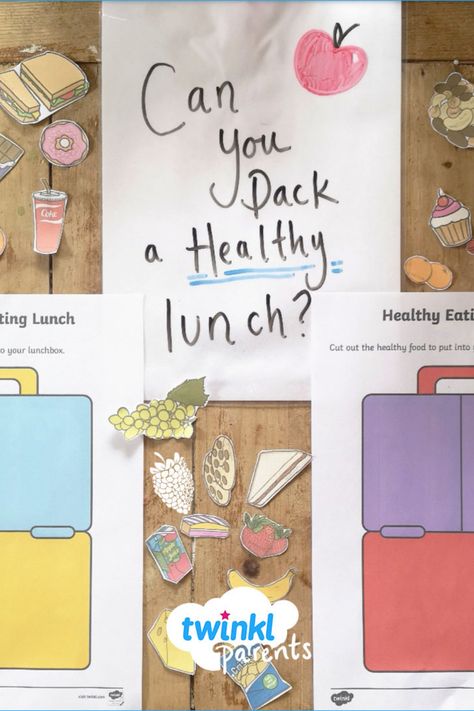 It is important that children know what a healthy lunch is and this resource is ideal for teaching them about making healthy choices. Help your children cut out the foods and stick them in the lunch box to show what they think a healthy lunch is. Can your child make a healthy lunch? Follow the link to try this fun healthy eating activity! Healthy Eating Activity, Healthy Eating Lunch, Making Healthy Choices, Activity For Toddlers, Learning At Home, Lunch Hour, Healthy Lunchbox, Tuff Tray, Fine Motor Skills Activities