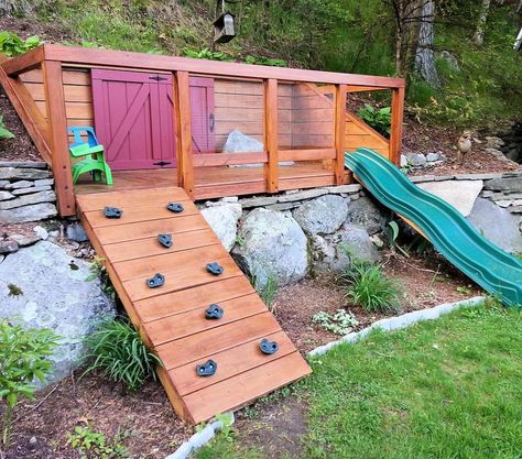 47 Kids Playhouses That Are Cooler Than Your Real 1 Playground Landscaping, Play Area Backyard, Outdoor Play Areas, Sloped Backyard, Diy Playground, Kids Outdoor Play, Outdoor Play Area, Sloped Garden, Playground Design