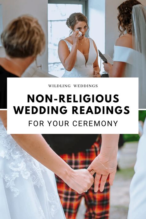 11 Non-Religious Wedding Readings for Your Ceremony - Wildling Weddings Reading For Wedding Ceremony, Non Religious Wedding Readings, Readings For Wedding Ceremony, Non Religious Wedding Ceremony, Wedding Bible Verses, Wedding Ceremony Readings, Tv Weddings, Wedding Bible, Wedding Blessing