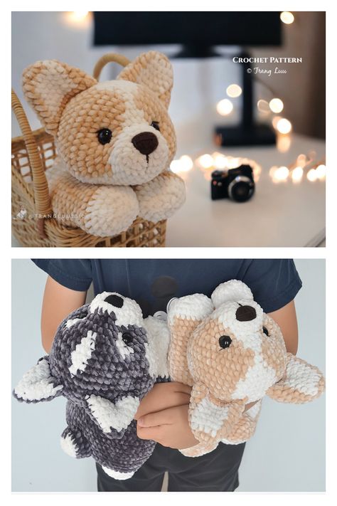 Amigurumi Corgi, Gifts Crochet, Crochet Tutorial Pattern, Crochet Dog Patterns, Crochet Toys Free, Easy Crochet Animals, Keychain Crochet, Cozy Crochet Patterns, Crochet Animals Free Patterns