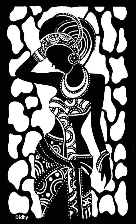 Grayscale Drawing, African Drawings, African Art Projects, Africa Art Design, Glass Painting Patterns, African Women Art, Afrique Art, African Paintings, African Art Paintings