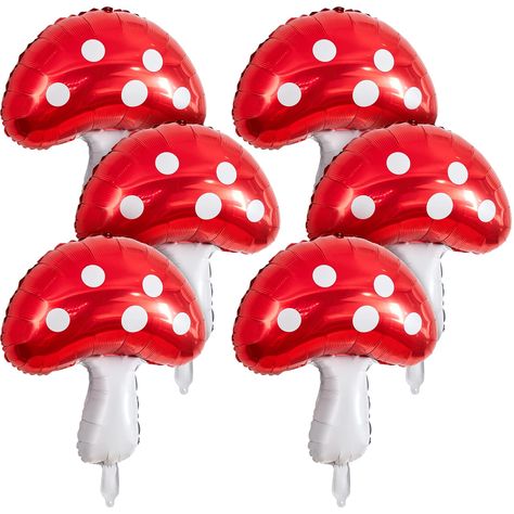 Mushroom Birthday, Mushroom Party, Enchanted Forest Decorations, Farm Party Decorations, Fairy Princess Birthday, Red And White Mushroom, Deco Ballon, Fairy Garden Party, Cute Mushroom